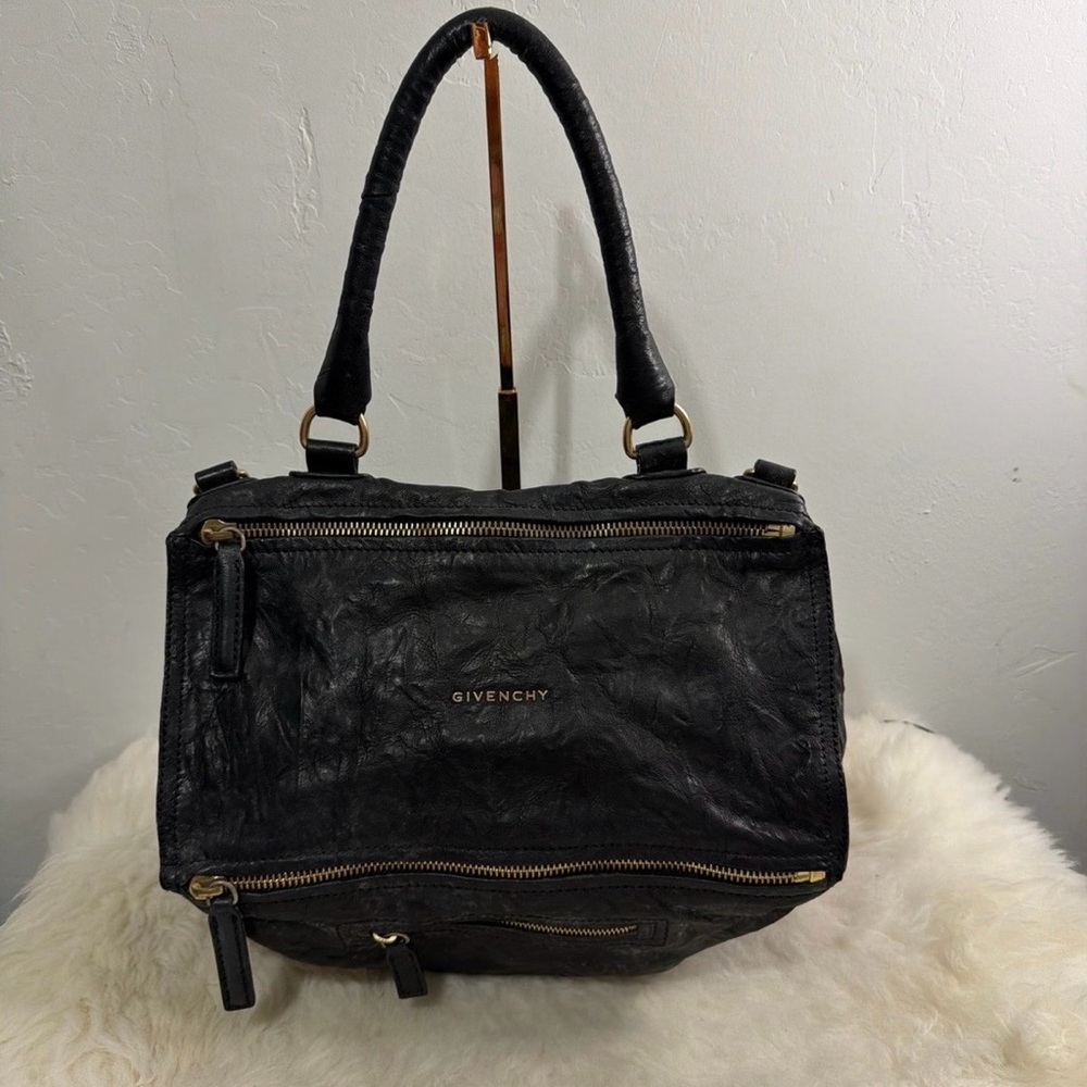 Givenchy Pandora Textured Black leather Shoulder Bag